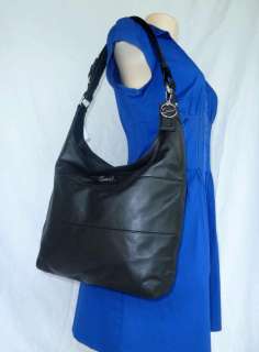 NWT COACH Black Light Weight Leather Convertible Hobo Shoulder Bag 