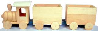 READY TO PAINT UNFINISHED WOOD TRAIN 3 PIECE SET  