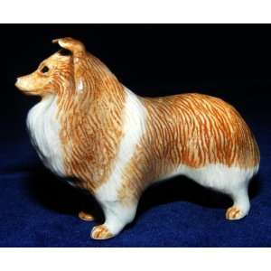 SHELTIE SHETLAND Sheep Dog Stands MINIATURE Porcelain Figurine KLIMA 