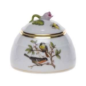  Herend Rothschild Bird Honey Pot With Rose Lid