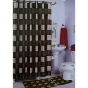   Print Bathroom Rug Shower Curtain Mat / Rings: Home & Kitchen