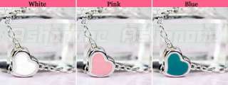 Korean Fashion Sweet Cute White Blue Pink Tiny Heart Pendant Necklace 