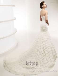 Elegant 2012 Strapless Mermaid Wedding Dress Ivory Or White Organza 