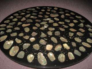   Vintage Large Lucite Abalone Shell Lazy Susan Turning Table Top  