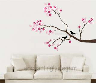 Tree Branch Cherry Blossoms Birds Vinyl Wall Decor Decal Sticker Large 