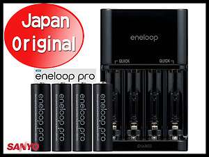New! Sanyo Eneloop Pro charger + 4 AA batteries 2400 mAh rechargeable 