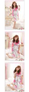 New Korea Womens Cute Cat Short Sleeve Home Dress  