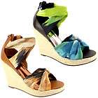 WOMENS ESPADRILLE WEDGE CHIFFON TIE UP SANDAL SHOES 3 8