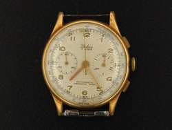 Vintage Dulcia Chronograph 18K Gold Mens Watch 17 Jewels Swiss Made 