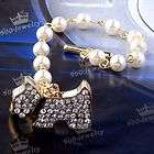 Gold Tone Faux Pearl Ball Beads Crystal Dog Chain Toggle Fashion 