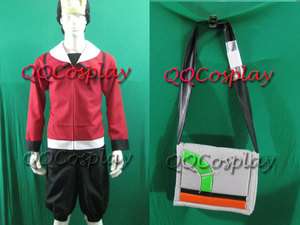 Pokemon DS Heartgold Hibiki Ethan Cosplay Costume with Shoulder Bag 