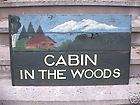   primitive folk art log cabin hunting camp club sign old paint  