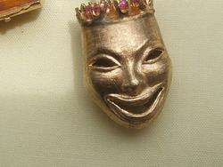 Vintage 14K Gold Charm Bracelet w/ Gold Charms Palette, Drama Mask 