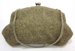 DESIGNER Gold Beaded Kiss Lock Evening Bag Handbag  