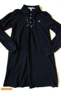   BURBERRY Black POLO shirt NOVA Check RuffleTop Dress Sz 12  
