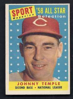 Johnny Temple All Star Selection 1958 Topps Card #478  