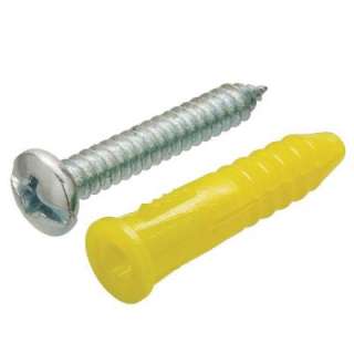 Yellow #4 6 x 7/8 in. Ribbed Plastic Anchor with Pan Head Combo Drive 