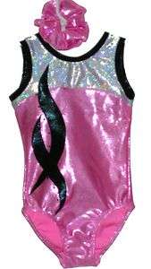 NEW   Gymnastic Leotard   Pink with Black Flames   All Sizes  