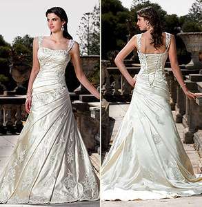 Charming Ivory A line Wedding dress Bridal Gown Size Standard/Custom 