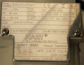 ABB 2600T Series Pressure Transmitter 264DRSHRRRA1  