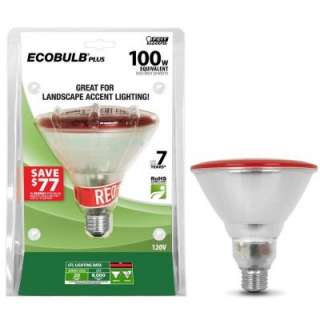   Electric20 Watt (100W) Par38 Red Reflector CFL Light Bulbs (12 Pack
