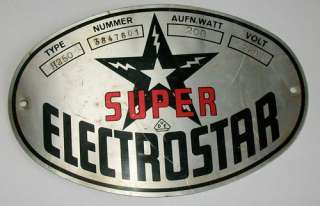 Blech Schild Super Electrostar Staubsauger  