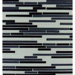 MS International 12 in. x 12 in. Black and White Bamboo Glass Mesh 