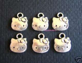 10 KITTY Pendant Bracelet Metallic Charms Beads HELLO  