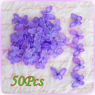 50 Purple Stocking Butterfly Wedding Decorations 3x2cm  
