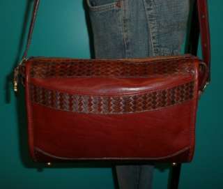 Vintage BRAHMIN Brown Leather Satchel Zipper Cross Body Purse Bag 