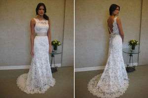 Custom White/Ivory Lace Backless Wedding Bride Dress Size 6 8 10 12 14 