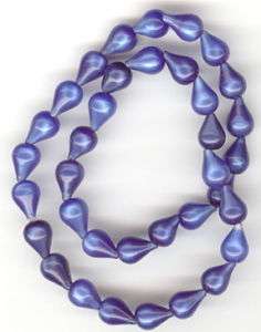 36 DK BLUE MOONGLOW Vintage Lucite Drop Beads 11m #125G  