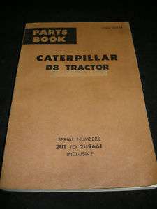 CAT CATERPILLAR D8 TRACTOR Parts Manual Catalog Book 2U  