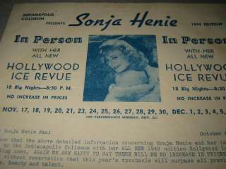 Old 1948 SONJA HENIE Hollywood ICE REVIEW Documents  