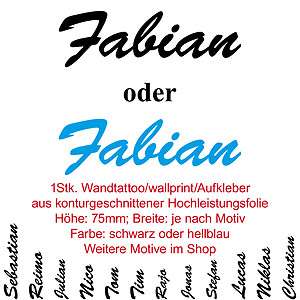 Fabian Kindername Namensschild Auto Wand Schriftzug Aufkleber Tattoo 