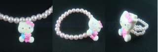 3pcs kids Hello Kitty jewelry necklace bangle ring#3bW  