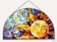 CELESTIAL * SUN & MOON 16 ARCH STAINED GLASS ART PANEL  