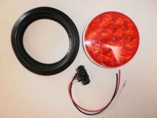   LED Truck Lights Super Bright 4 Round RED Grommet + plug Kit  