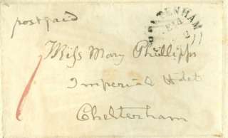 1842 Quarto Handcolored Lithograph Valentine Stampless Post Chelterham 
