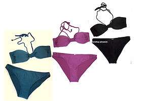 Bandeau/Neckholder Bikini Set H&M Schwarz/Lila/Petrol  