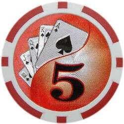 Royal Flush Hologram roll of 25 poker chips   Red 5  