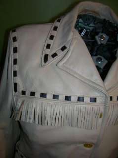   Deer Hide/Leather Fringed Contrast Stitch Western Jacket/Coat  