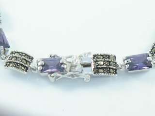 Marcasite Sterling Silver 9 Amethyst Bracelet NEW  