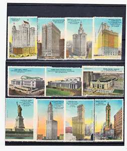1915 New York City SET OF 11 POSTER STAMPS MNH  