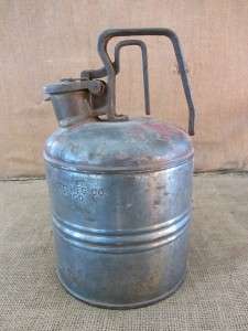 Vintage Cast Iron & Metal Gas Can w Unusual Shape Antique Oil Tractor 