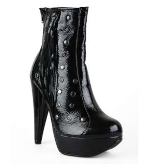 New Black Crinkle Studded Spot Tasstle High Heels Detail Ankle Boots 