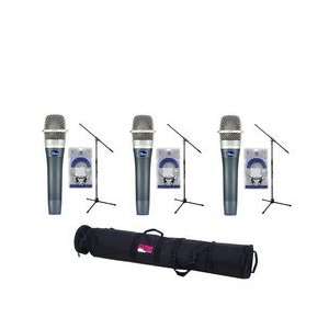  Blue enCORE 100 Hand Mic 3 Pack with gator Case Musical 
