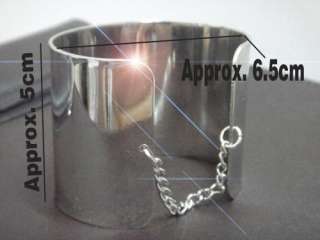 Fab Wide Bangle Bracelet Large Silver Chain Trendy Top  