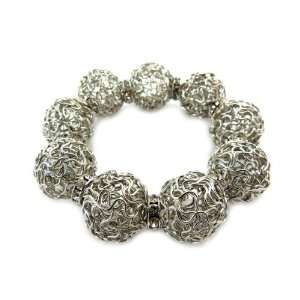 Basketball Wives POParazzi Inspired Hollow Balls Stretch Bracelet Sil 
