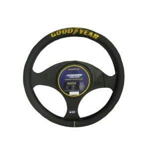  Goodyear GY SWC501B Black Leather Steering Wheel Cover 